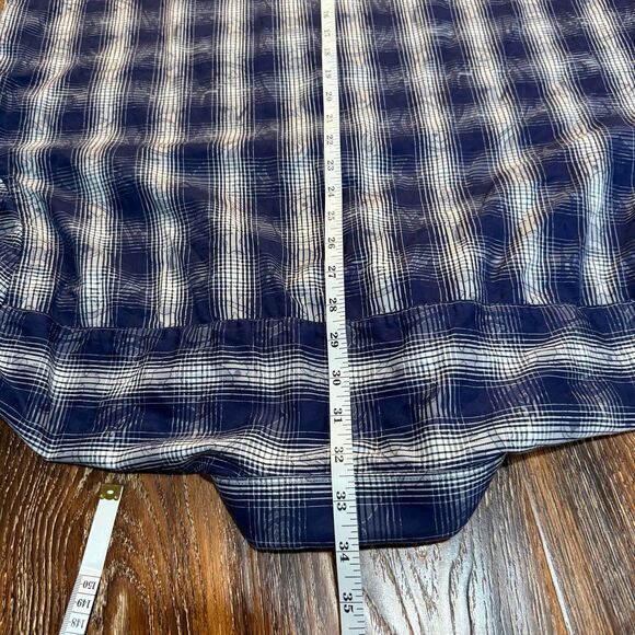 Bugatchi Men's XL Blue Button Up Casual Shirt Top Long Sleeve Plaid‎ Flip Cuff - Picture 7 of 8